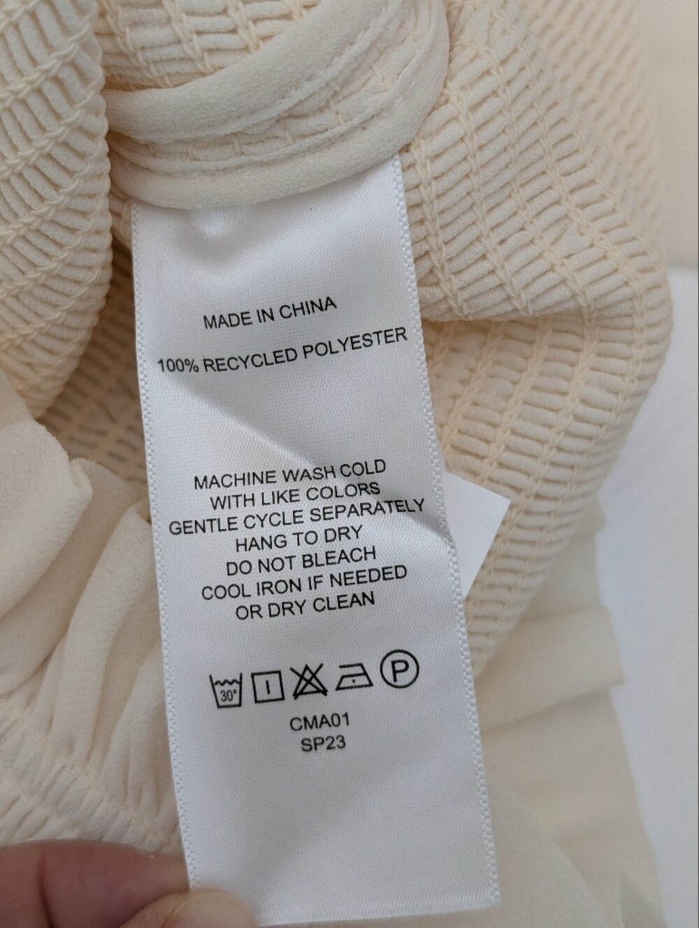 Quince Ivory Smocked Chiffon Blouse Size S Long Balloon Sleeve Cottage Old Money - Picture 12 of 12